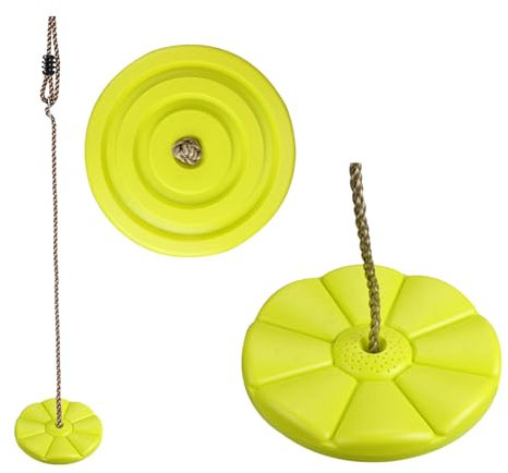 IFOYO Tree Swing Disc - 220lbs/100kg Steel Rope Heavy-Duty Round Swing Disc for Kids, Weatherproof Outdoor Swings Seat with Reinforced Stitching for Backyard/Playground (Ages 3-10, Yellow)