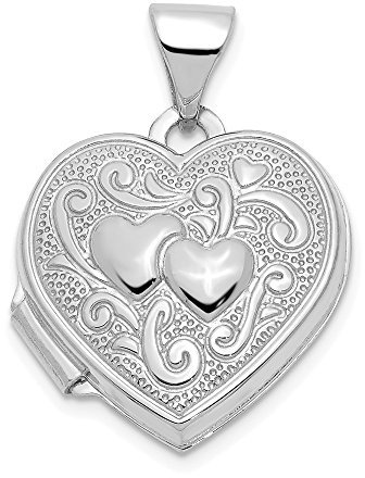 Diamond2Deal Herz-Medaillon-Anhänger 14 Karat Weißgold für Damen, Alle