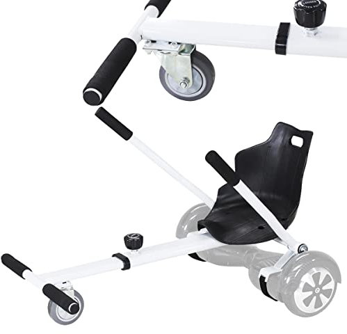 Robway Hoverkart | 𝐃𝐀𝐒 𝐎𝐑𝐈𝐆𝐈𝐍𝐀𝐋 ® - W1 W2 W3 & universal für 6,5 / 8 / 10 Boards - Hoverboard Sitz - Hoverseat - Hovercart Sitz - Gummibereifung - Kinder & Erwachsene (Weiß)