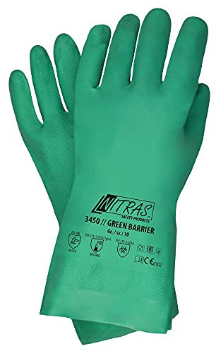 12 Paar Nitras 3450 Green Barrier - Chemikalienhandschuhe aus Nitril - Gr M