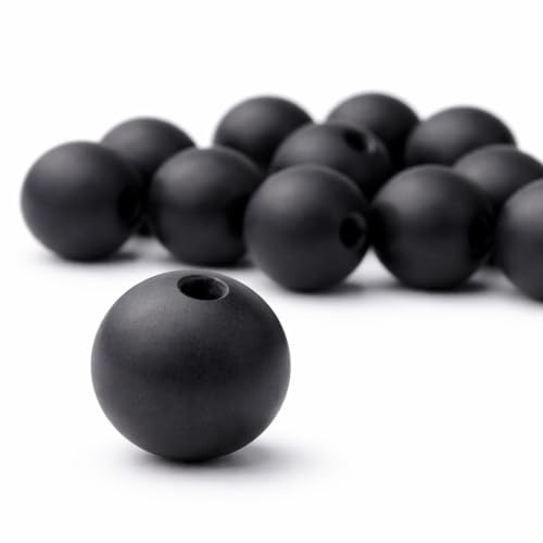 Perlin Onyx Perlen 6 mm Matt Schwarz Naturstein Rund Kugel Halbedelstein Schmuckperlen für Armband Herren Kette Schmuckherstellung DIY 30 Stück
