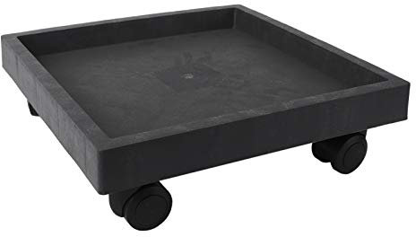 Cabilock Untersetzer für Pflanzen, quadratisch, auf Rollen, für den Innen- und Außenbereich, 29 x 29 x 10 cm, Schwarz