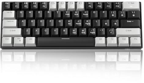 60 Percent Mechanical Gaming Keyboard,Gray&Black Mixed Color Keycaps Gaming Keyboard with Red Switches, Detachable Type-C Cable Mini Keyboard with Powder Blue Light for Windows/Mac/PC/Laptop