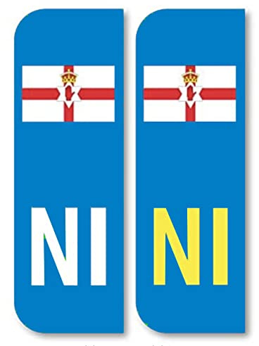 Chicbanners 2 x Road Legal Car Number plate Stickers - NI Northern Ireland Flag Car Registration Number Plate Self-Adhesive Vinyl for Road Vehicle Car, Van, Lorry, Motorbike