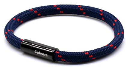 Bracciale in corda nautico intrecciata, colore: nero, da uomo e da donna, con chiusura magnetica,…