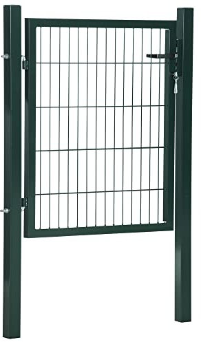 HOMCOM Gartentor Gartentür Zauntor Hoftür aus Stahl Griff Schloss und Schlüsseln 97 x 150 cm Grün