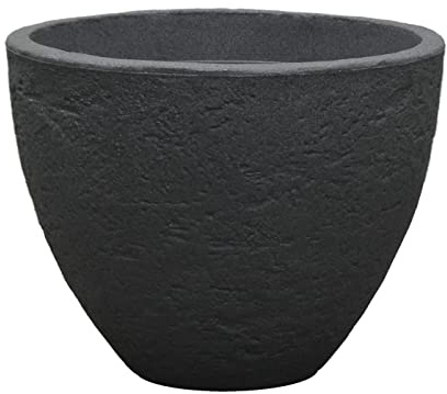 Dehner Växtkruka Stone, Ø 40 cm, höjd ca 31 cm, plast, antracit