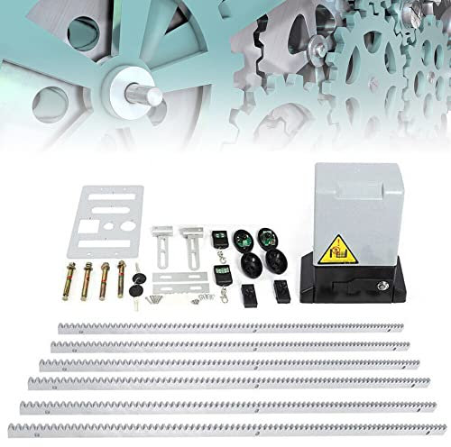 Azionamento elettrico scorrevole da 750 W, Apri cancello automatico, cancello scorrevole, telecomando per porta del garage con 2 telecomandi e 6 cremagliera