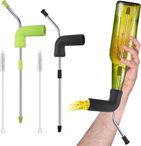 LATRAT 2 Stück Bier Schnorchel, Bierschnorchel, Bier Bong Trichter mit 2 Reinigungsbürsten, Bierzapfer Party Spender Bierspender, Double Beer Snorkel Bierzapfanlage