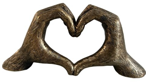Hands Love Gesture Sculpture Antique-Silver Gold Bronze Colour Life-Size 26cm/10'' Expression of Appreciation & LoveValentine's Day I appreciate you I love you Wedding Present (Antique-Gold)