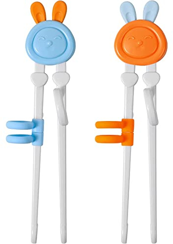 2PCS Essstäbchen Kinder, Witbicg Stäbchen Kinder Kinderstäbchen Chopsticks Kids Essstäbchen Hilfe Stäbchen Sushi Stäbchen Niedliches Tier-Cartoon-Design, Geeignet Für Kinder, Anfänger, (Kaninchen)