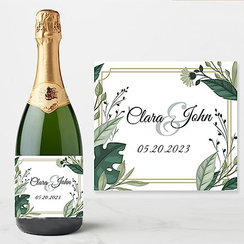 20 etichette personalizzate per bottiglie di champagne per matrimoni, per bottiglie di vino, battesimi, compleanni, feste di matrimonio, etichette per bottiglie di vino (7,10 x 8,9 cm)