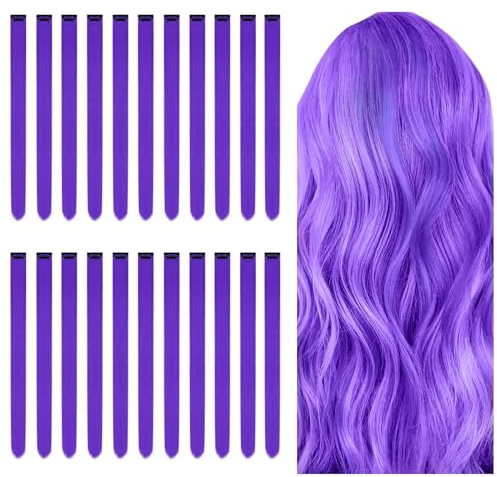 AOMIG Extensiones de Clip de Pelo Colores, 22pcs Extensiones Colores Niña Reutilizable, Mechas Pelo Niña Colores de 22 Pulgadas, Extensiones de Pelo para Mujer Niñas Festival Cosplay