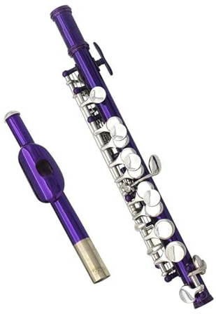 Querflöte Instrument Lila Piccolo 16-Loch-Cupronickel-Flöte In Halber Größe, Holzblasinstrument Mit Lederbox Und Zubehör