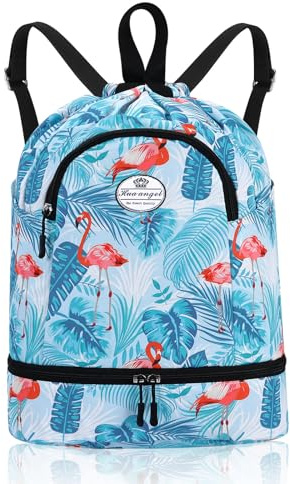 HUA ANGEL Mochila De Deportiva Con CordóN Ligera Gymsack Bolso De Cuerdas Con Muchos Bolsillos Mochila Mujer Hombre De Viaje Para Playa Piscina Baloncesto Futbol Balonmano