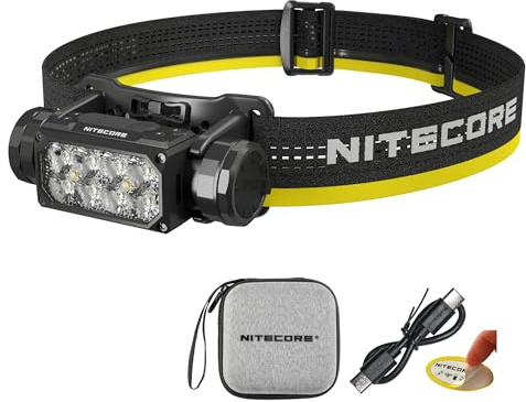 Nitecore HC65 UHE Headlamp, 2000 Lumen Max Heavy Duty Metal, USB-C Rechargeable with White, Red, and Reading Lights for Camping, Hiking, Hunting, and Industrial Works (Black)