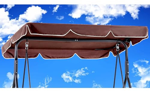 Cubierta de Toldo para Columpio210 x145cm Impermeable,Columpio Jardin Toldo de Reemplazo Anti Viento,Recambio Toldo Balancin Jardin Exterior,Resistente al Desgarro Paño de Poliéster (210*145cm,Marrón)