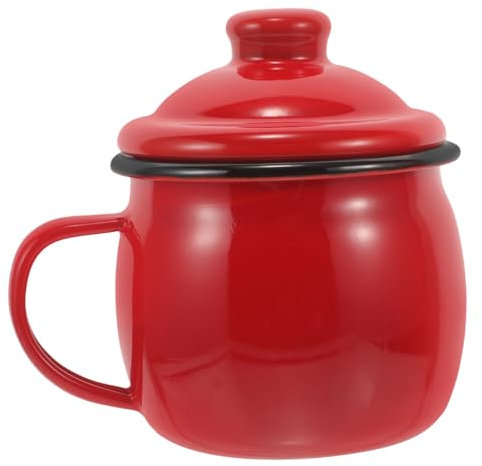 KICHOUSE Keramischer Emaille Becher Mit Deckel Tragbarer Wassermug Für Zuhause Und Büro Mikrowellengeeignet Stilvolles Design Langlebig Und Leicht Zu Reinigen