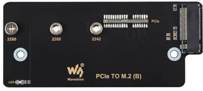Waveshare PCIe to M.2 Adapter (B), Supports NVMe Protocol M.2 Solid State Drive, High-Speed Reading/Writing, for Raspberry Pi CM4, Extending M.2 Interface for Compute Module 4 Series IO Boards
