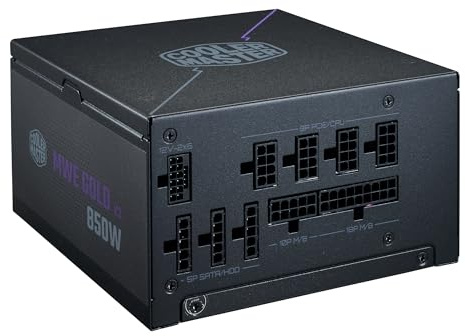 Cooler Master MWE Gold 850 V3 Fully Modular Power Supply – 850W 80+ Gold Certified PSU, Cybenetics Platinum, 90° 12V-2x6 PCIe 5.1, ATX 3.1 Support, Low Noise Zero-RPM Mode, 10-Year Warranty