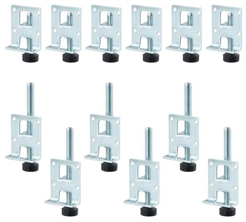Joyan 12 pieces Furniture Feet Adjustable, 6 Pieces 55mm And 6 Pieces 102mm Steel Furniture Leg Leveller For Shelves, Cabinets, Furniture, Table, Workbench (Galvanised)