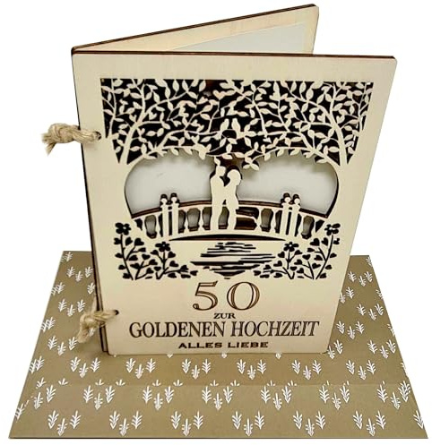Woodland Mail Ewige Liebe: Holz-Jubiläumskarte für die goldene Hochzeit 50 gemeinsame Jahre