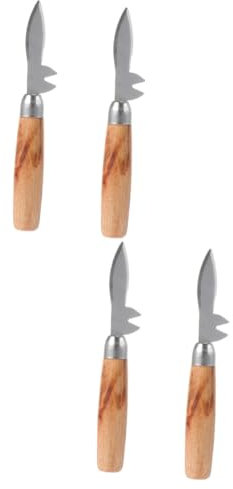 Amosfun 4 Piezas Cuchillo para ostras Cuchillo ostras abridor de ostras Abrelatas de ostras ostra Japonesa desgranadora de mariscos desgranadora de ostras Cortador de ostras Madera Silver