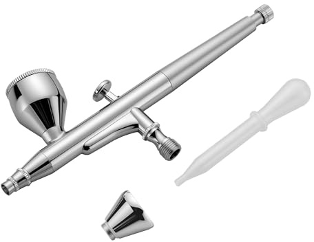 Wiltec Aérographe type X501 avec fonction double action, buse Ø 0,3 mm, godet à peinture 7 ml / 2 ml, pour modélisme, nail art, airbrush, etc.