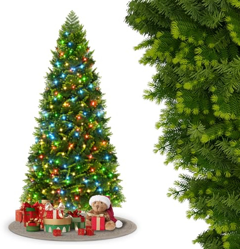 FIVMEN Weihnachtsbaum Künstlich mit Beleuchtung 150 cm PVC/PE Tannenbaum Christbaum Naturgetreu mit Bunt LED und Metallhalterung Weihnachtsbäume Christmas Tree Weihnachtsdeko
