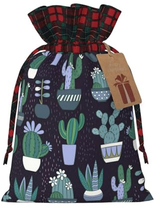 NBRIEU Borsa per regali con stampa di cactus e piante grasse, borsa riutilizzabile per regali di Natale, feste di nozze