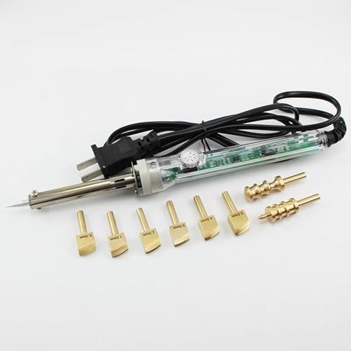 Vituord Máquina para Sellar Bordes De Cuero con Calor, Herramienta Eléctrica para Ranurar Bordes De Cuero con Calor, Temperatura Ajustable, con 8 Puntas De Latón