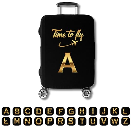 Ferocity Personalisierte Kofferhülle 23-26 Zoll, Reise-Koffer Hülle Abdeckung, elastisch, waschbar, Kofferschutzhülle, Kofferbezug, Mittel M (H56-65 W40-47 D24-28 cm) A-Z Time to Fly [083]
