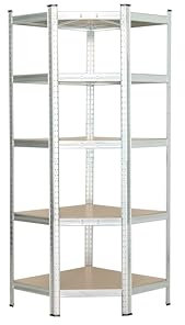 KG KITGARDEN Scaffale metallico angolare in acciaio zincato con 5 ripiani in MDF, 180 x 40 x 70 cm