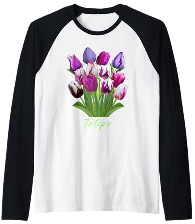 Bouquet de tulipes violettes, blanches et bleues Manche Raglan