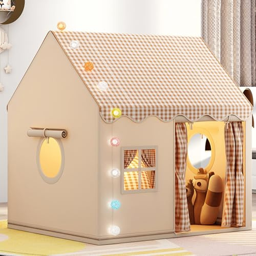 Kinderzelt Indoor, Kinder Spielhaus mit Lichtern & Matte, Spielzelt Prinzessin Zelt Kuschelecke Kinderzimmer Bettzelt Indoor Kinderspielhaus für Kinder Drinnen Schlafzimmer Deko (Grau)