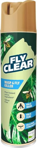 FlyClear Wasp and Fly Killer, 400ml – Fast Acting Insect Spray for Indoor and Outdoor Use – Kills Wasps, Flies, Mosquitoes and Flying Insects on Contact