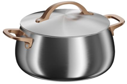 BergHOFF Home Kochtopf (24cm) – Edelstahl Topf mit Deckel – Kochtopf für alle Herdarten inkl. Induktion – Pastatopf - Ofenfest- Rose gold