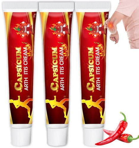 3Pcs Chili Massage Gel, Chili Cream, Natural Chili Massage Cream, Deep Re/LIEF Gel for Neck, Shoulder, Knee, Hand & Foot, Warming Soothe for Muscles P/ain Re/LIEF, Daily Use for All Skin Types
