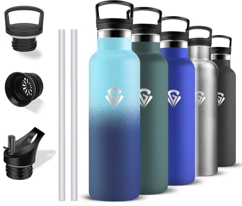 Grsta Botella Agua Acero Inoxidable, Botella Termica 0.75 litro, A Prueba de Fugas, Cantimplora Gym, Mantiene 24H Frio/12H Calor, Cantimplora sin Pajita, Termo para Senderismo, Cámping, Running, Yoga