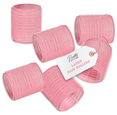 Pretty London Lot de 6 bigoudis auto-agrippants - Grands bigoudis sans chaleur pour volume et boucles - Bigoudis pour cheveux longs, soufflages et lifting des racines - Rouleaux coiffants sans chaleur