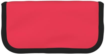 NBHDZENGW Begonia Red Large Canvas Pencil Case Makeup Bag Organizer-Premium Zippered Pouch with Mesh Pocket,Color-Block Design (Black Trim)-School Trave Cosmetic Bag