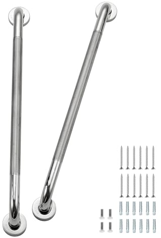 Grab Bars for Shower 2 Pack 24-Inch, Stainless Steel Anti-Slip Safety Shower Handle for Elderly Bathroom Wall Support Handicap Handicap Grab Bars for Seniors, Polished Nickel