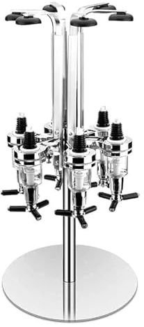 TOOSOAR Dispenser per 6 Bottiglie,Girevole,per Montaggio a Parete,per Famiglie,Bar,Appassionati di Barman,Feste (Argento)