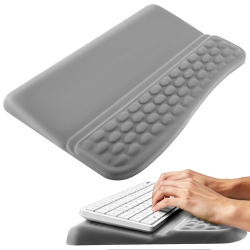 Handballenauflage Tastatur, Handstütze Tastatur Handauflage Ergonomisch, Memory-Schaum Rutschfest Tastatur Halterung, Bequemer Keyboard Wrist Rest für Computer,Tippen,Büro,Arbeit,Zuhause,Gaming(Asche)