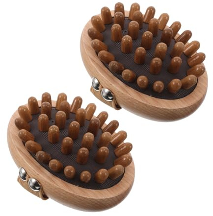 COLLBATH 2 Stück Holzkamm Entspannungsmassagegerät Massagebürste Massagekamm Shampoo Pinsel Kopfmassagegerät Gua Sha Kamm Holzhaarkamm Auslöser Punktmassagegerät