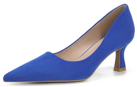 Lizoleor Decollete Donna Tacco A Spillo Punta Senza Chiusura Scarpe Matrimonio Business Eleganti Moda Camoscio Blu Numero 36 EU