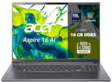 Acer Aspire 16 AI OLED, Laptop, Ultra 5, 16GB RAM, 512GB SSD | 16 OLED Display, Intel Core Ultra 5 226V, 16GB RAM, 512GB, Intel Arc 130V, Windows 11, QWERTZ Tastatur, A16-52M-55DS