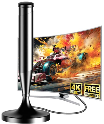 Antena TV Interior Potente – Antena TDT Digital HD 4K/1080p con Recepción 360° Estable, Base Magnética Resistente, Fácil Instalación, Compatible con DVB-T2/DVB-T (B-ES-2006-2-260504)