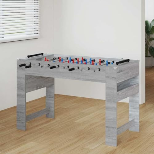 Teenpull Modernt bordsfotbollsbord grått Sonoma av trämaterial 125 x 60,5 x 80 cm med 8 spelstänger, 22 kickerfigurer, TPE hörnskydd för inomhus, hemlek och fritidskul
