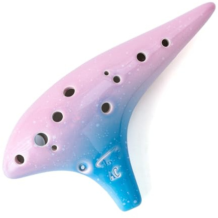 “Ocean Notes” 12 Hole Sweet Potato Ocarina Graceful Shape Pottery Ocarina in Alto C (Sea Rose)